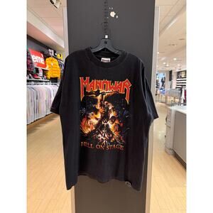 1998 Manowar Hell on Stage 90s Vintage Metal Band Tour Shirt Secrets of Steel